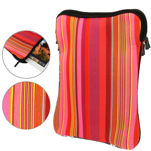 Colored Lines Pattern Thermal Printing Soft Sleeve Case Zipper Bag for 14 inch Laptop - Click Image to Close